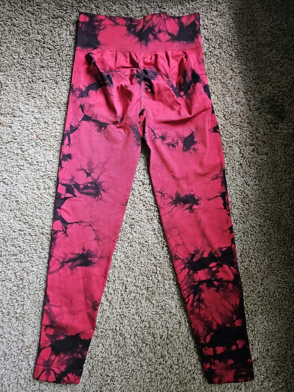 Kids Red Tie-Dye Leggings - Stretch Active Bottoms